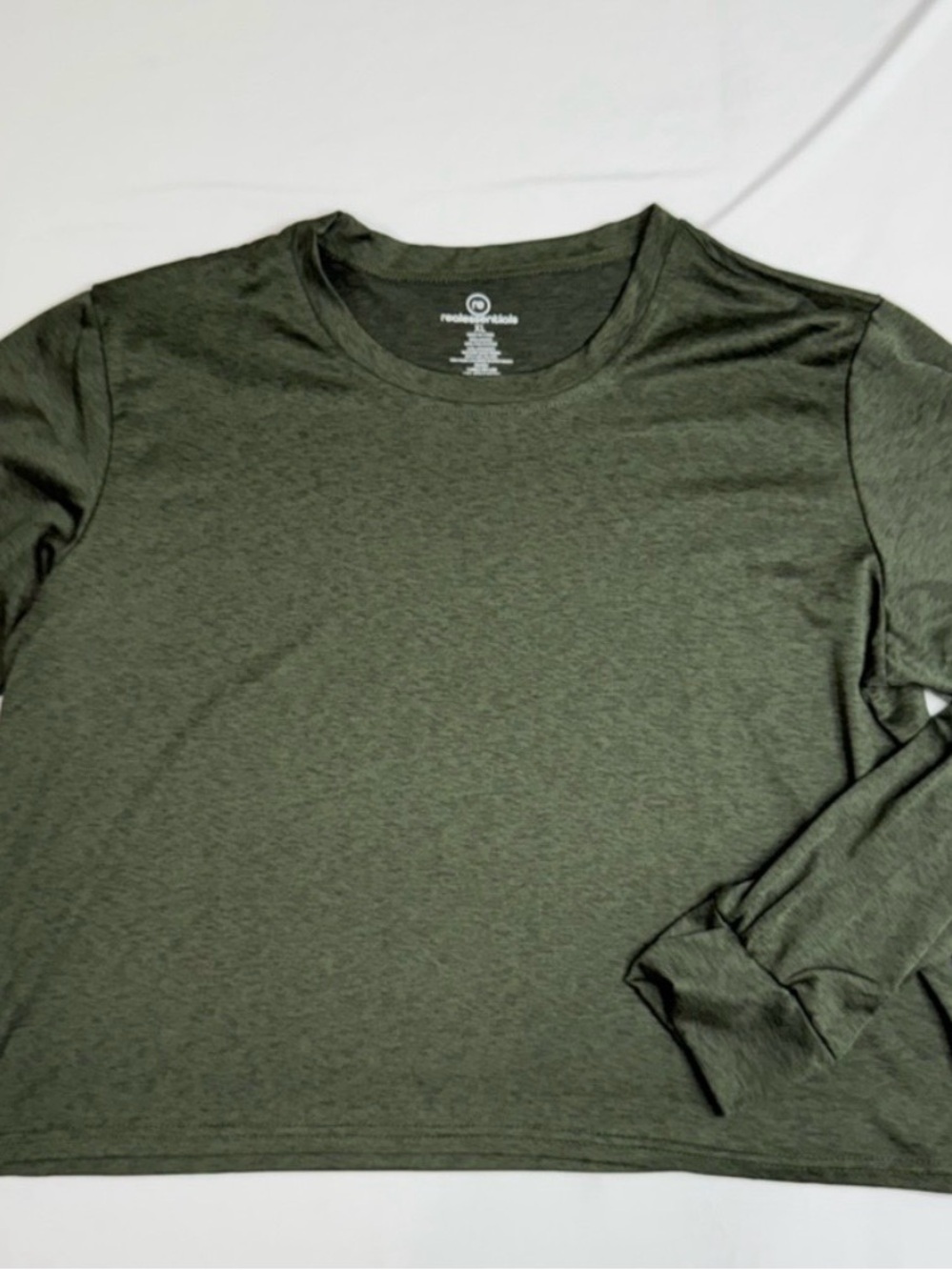 Bundle of 2 Women’s Long Sleeve Cropped Length Crew Neck Shirt - grey & olive